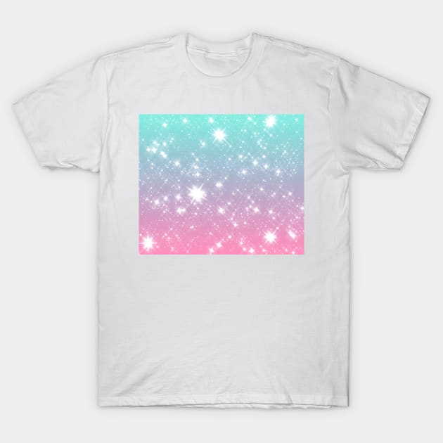 Pink Blue Ombre Sparkles T-Shirt by saradaboru